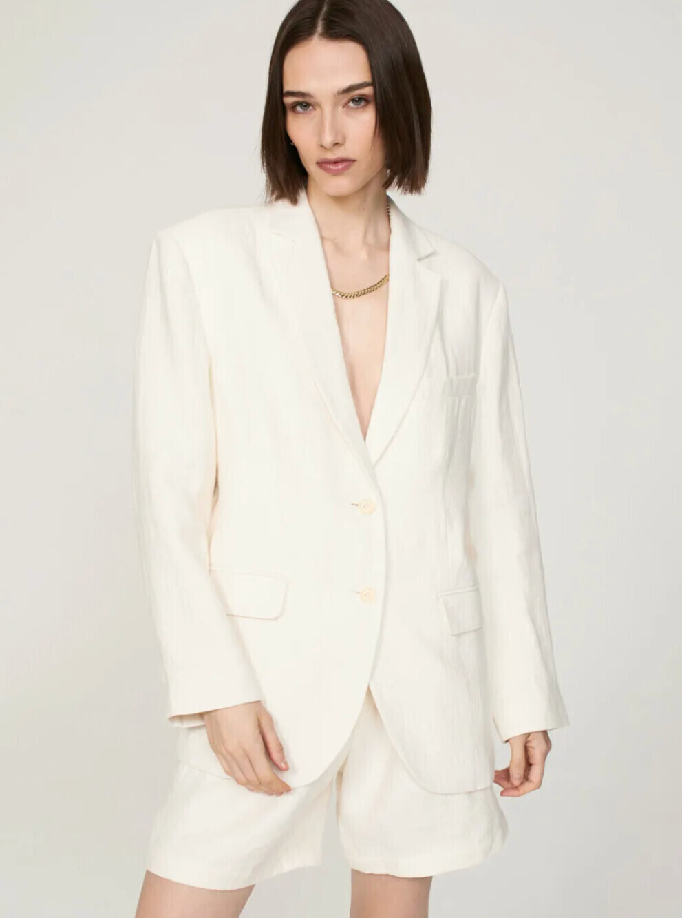 Anine Bing 100% Linen Quinn Blazer in Eggshell Cream Size Large